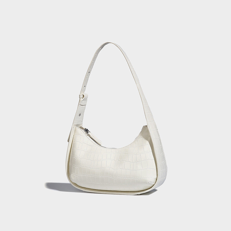 Beaira Celebrity style crocodile patterned silver underarm bag for women's summer new high-quality hand-held single shoulder crescent bag