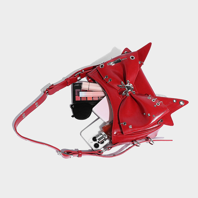 Beaira American style spicy girl sweet and cool butterfly bow design one shoulder underarm bag autumn and winter new rivet motorcycle style handbag