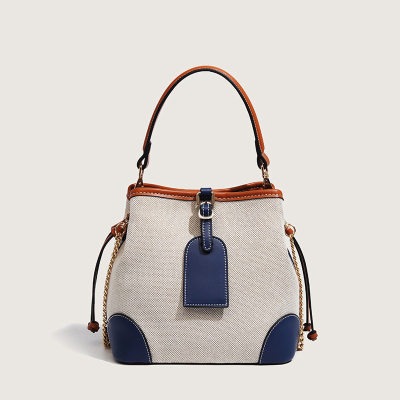 Beaira Splicing bucket bag summer bag new large capacity fashionable versatile trendy women's bag chain shoulder crossbody bag