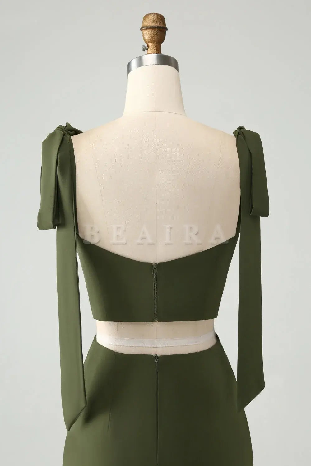 Beaira Olive A Line Spaghetti Straps Floor Length Dress with Slit Bridesmaid dress shop
