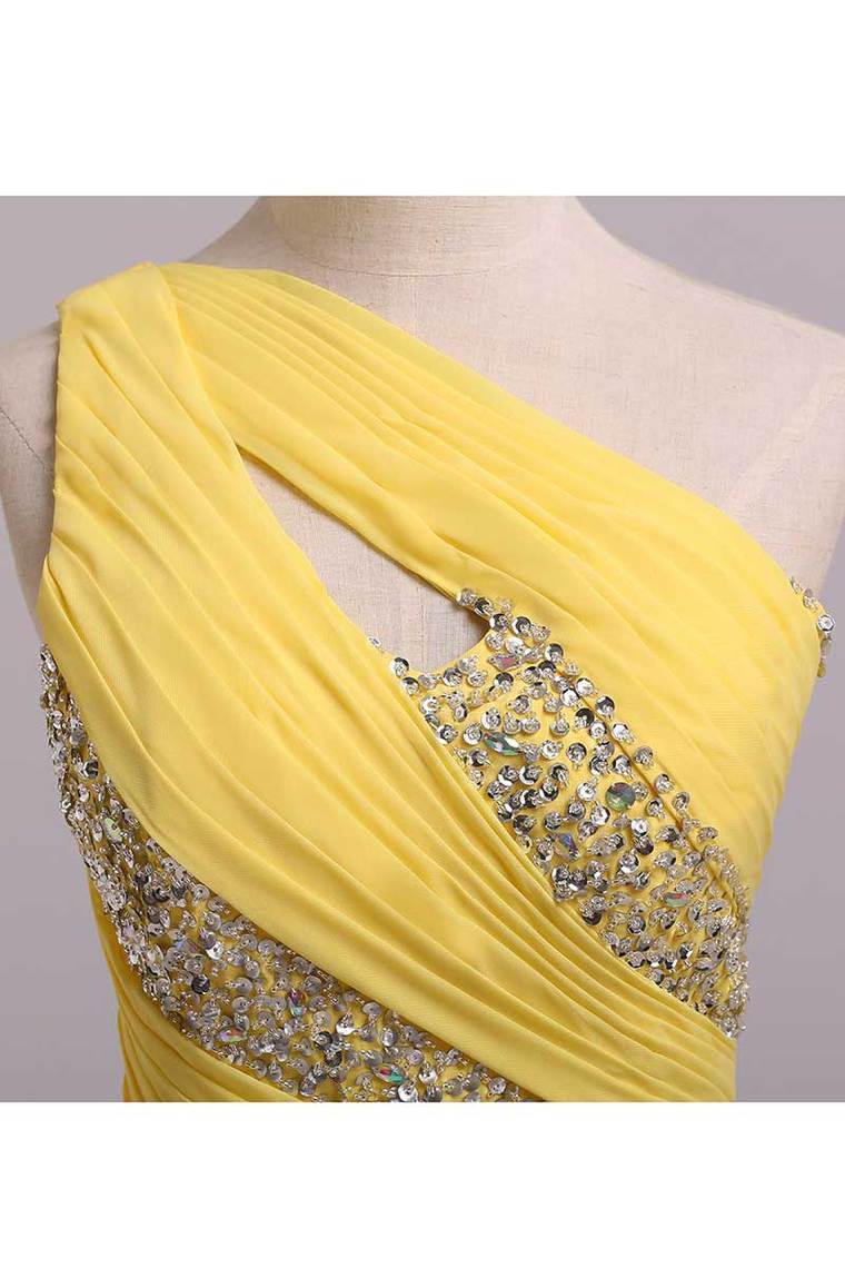One Shoulder Mermaid Court Train Chiffon Party Dresses