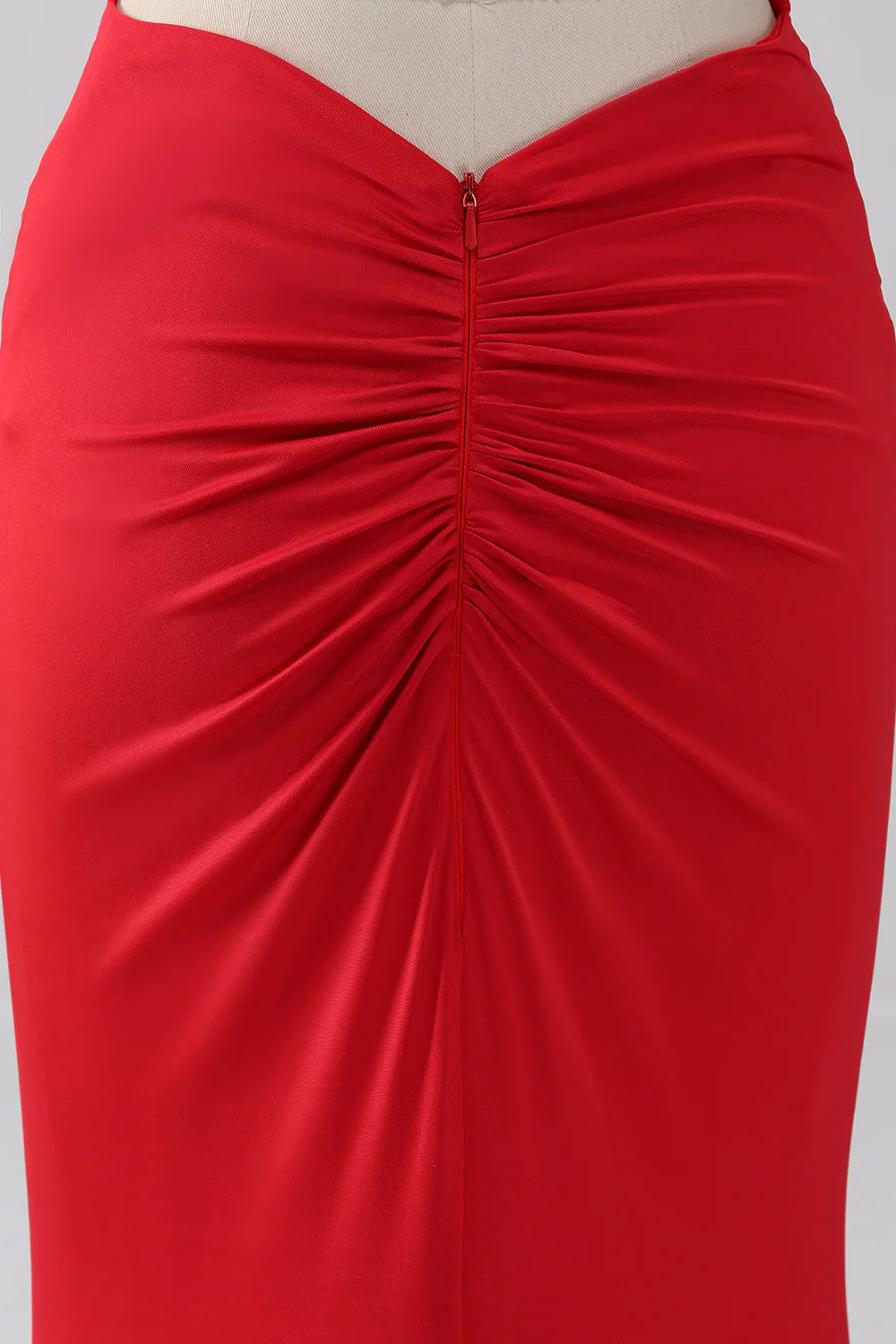 Beaira Spaghetti Straps Mermaid Backless Red Long Prom Dress