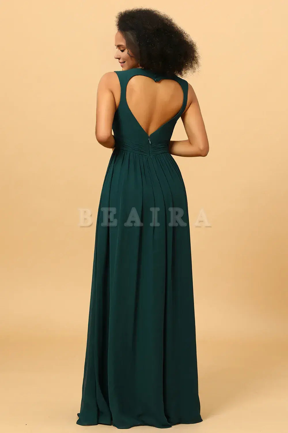 Beaira Pine Chiffon Bridesmaid Dress with Heart Shaped Open Back Bridesmaid dress shop