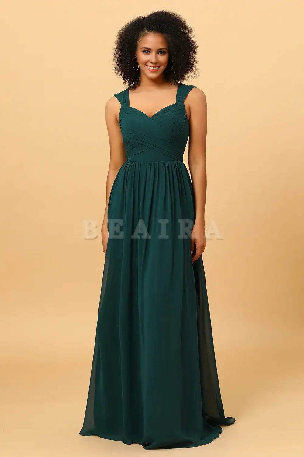 Beaira Pine Chiffon Bridesmaid Dress with Heart Shaped Open Back Bridesmaid dress shop
