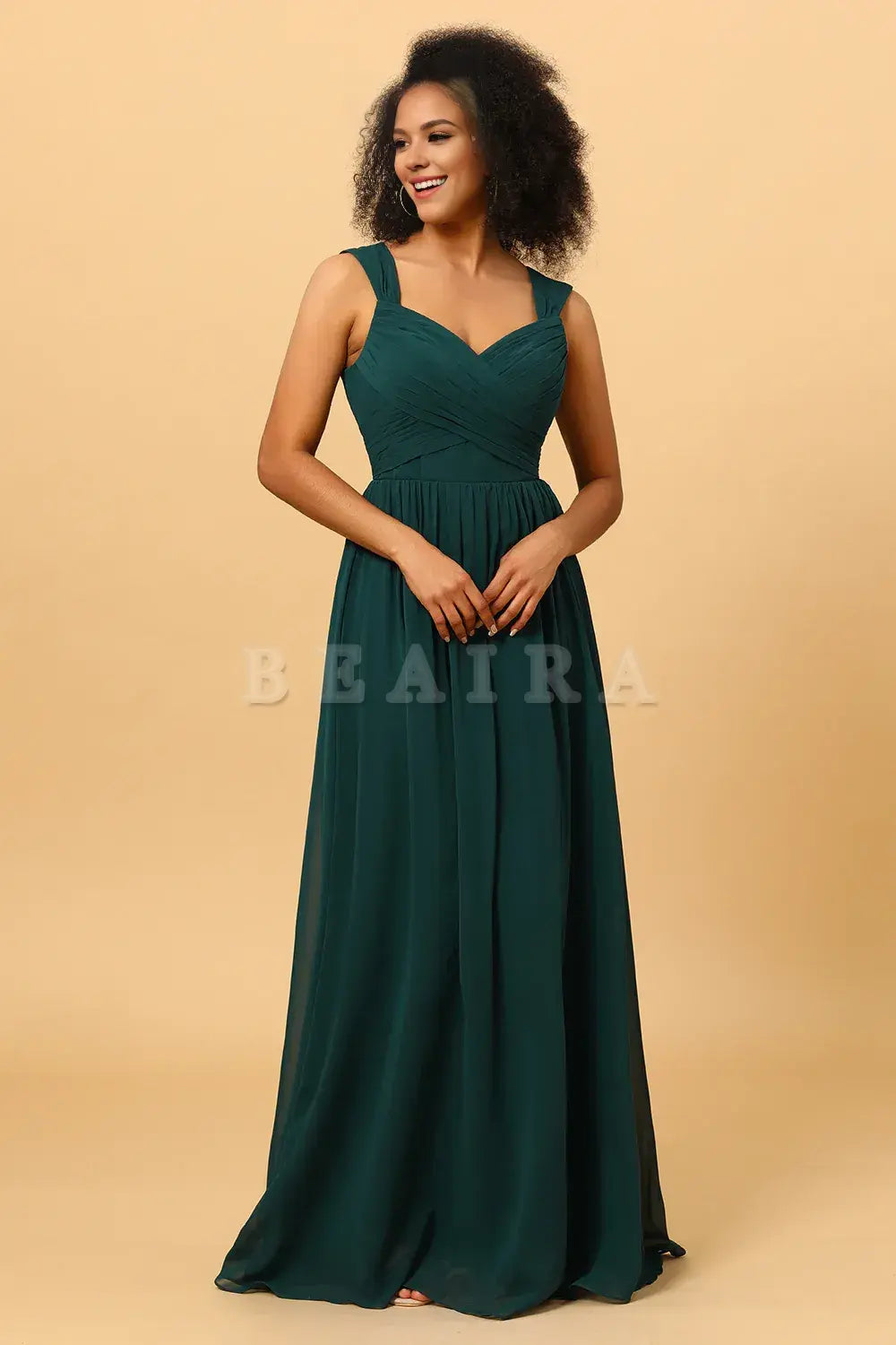 Beaira Pine Chiffon Bridesmaid Dress with Heart Shaped Open Back Bridesmaid dress shop