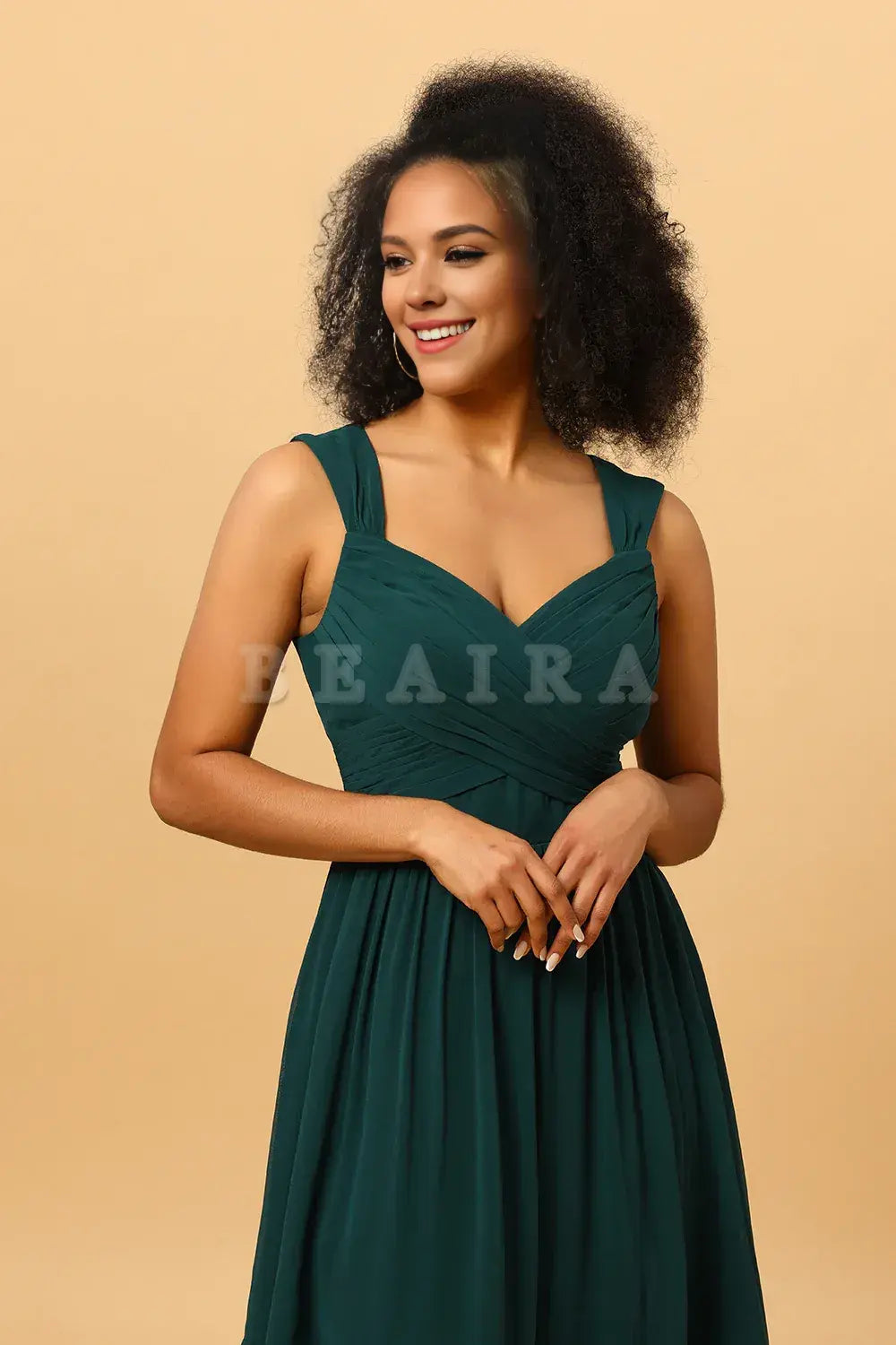 Beaira Pine Chiffon Bridesmaid Dress with Heart Shaped Open Back Bridesmaid dress shop