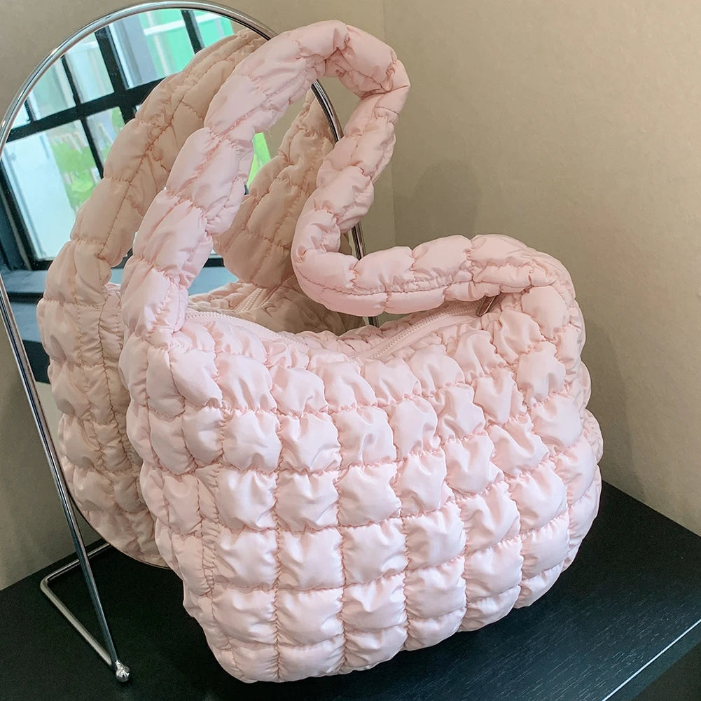 Beaira Quilted Padded Crossbody Bag for Women Pleated Bubbles Shoulder Bags Large Tote Bucket Designer Bag Ruched Handbags Shopper Bag