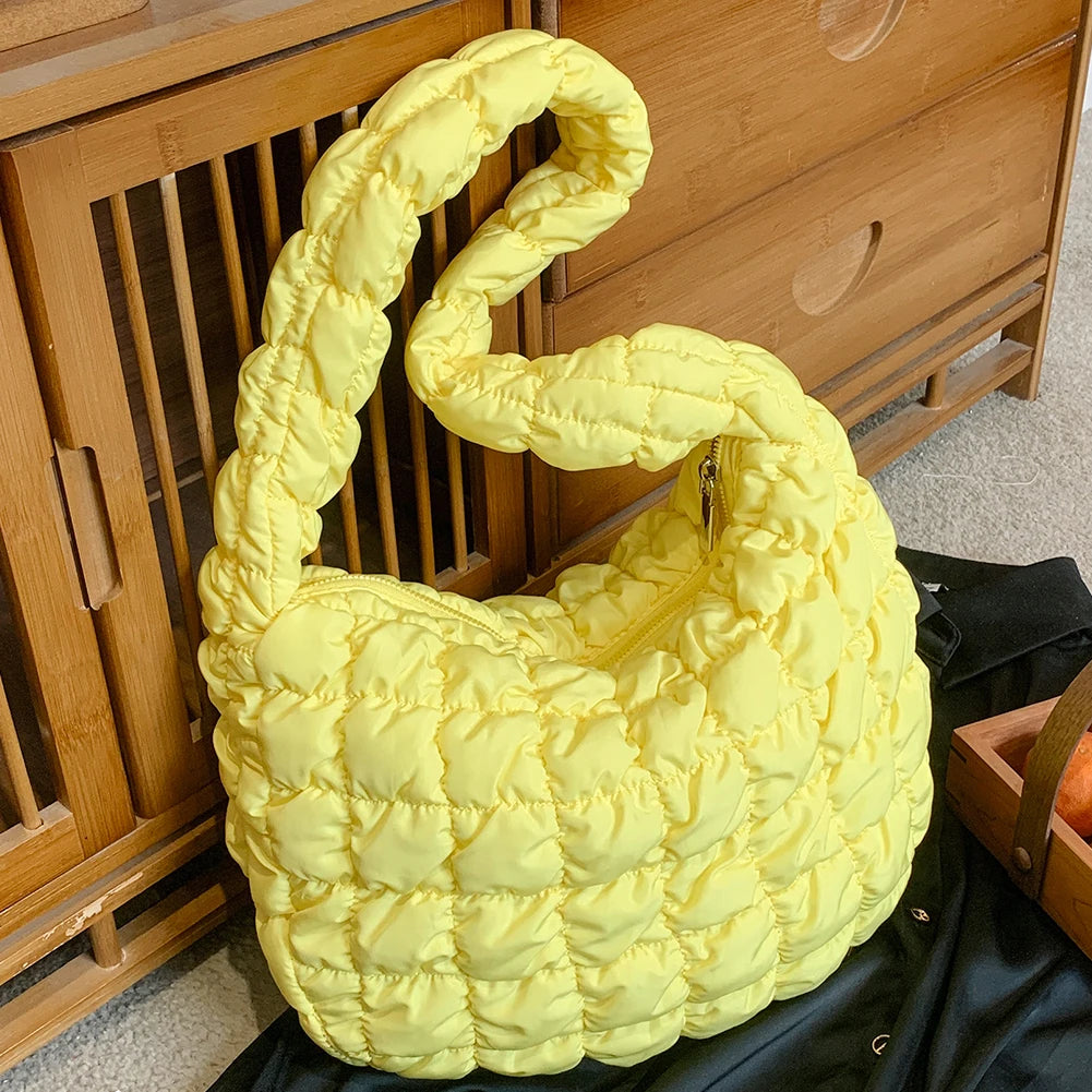 Beaira Quilted Padded Crossbody Bag for Women Pleated Bubbles Shoulder Bags Large Tote Bucket Designer Bag Ruched Handbags Shopper Bag