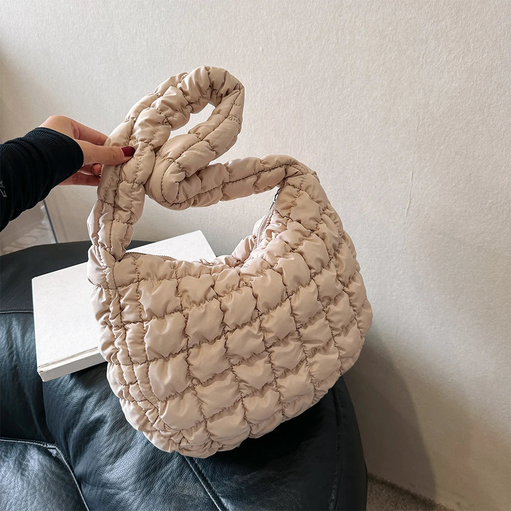 Beaira Quilted Padded Crossbody Bag for Women Pleated Bubbles Shoulder Bags Large Tote Bucket Designer Bag Ruched Handbags Shopper Bag