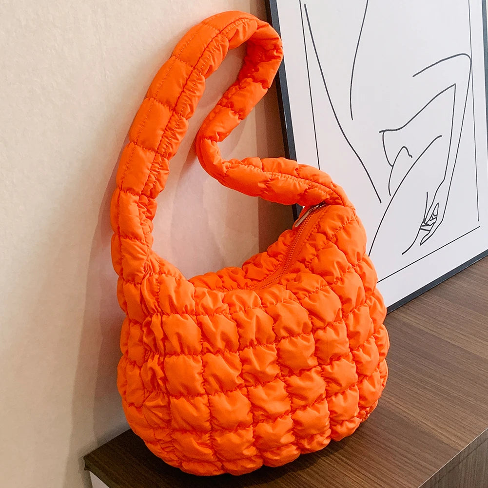 Beaira Quilted Padded Crossbody Bag for Women Pleated Bubbles Shoulder Bags Large Tote Bucket Designer Bag Ruched Handbags Shopper Bag