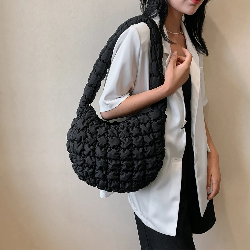 Beaira Quilted Padded Crossbody Bag for Women Pleated Bubbles Shoulder Bags Large Tote Bucket Designer Bag Ruched Handbags Shopper Bag