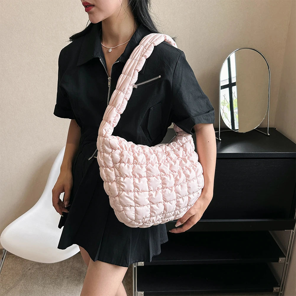Beaira Quilted Padded Crossbody Bag for Women Pleated Bubbles Shoulder Bags Large Tote Bucket Designer Bag Ruched Handbags Shopper Bag