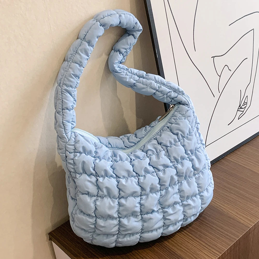 Beaira Quilted Padded Crossbody Bag for Women Pleated Bubbles Shoulder Bags Large Tote Bucket Designer Bag Ruched Handbags Shopper Bag
