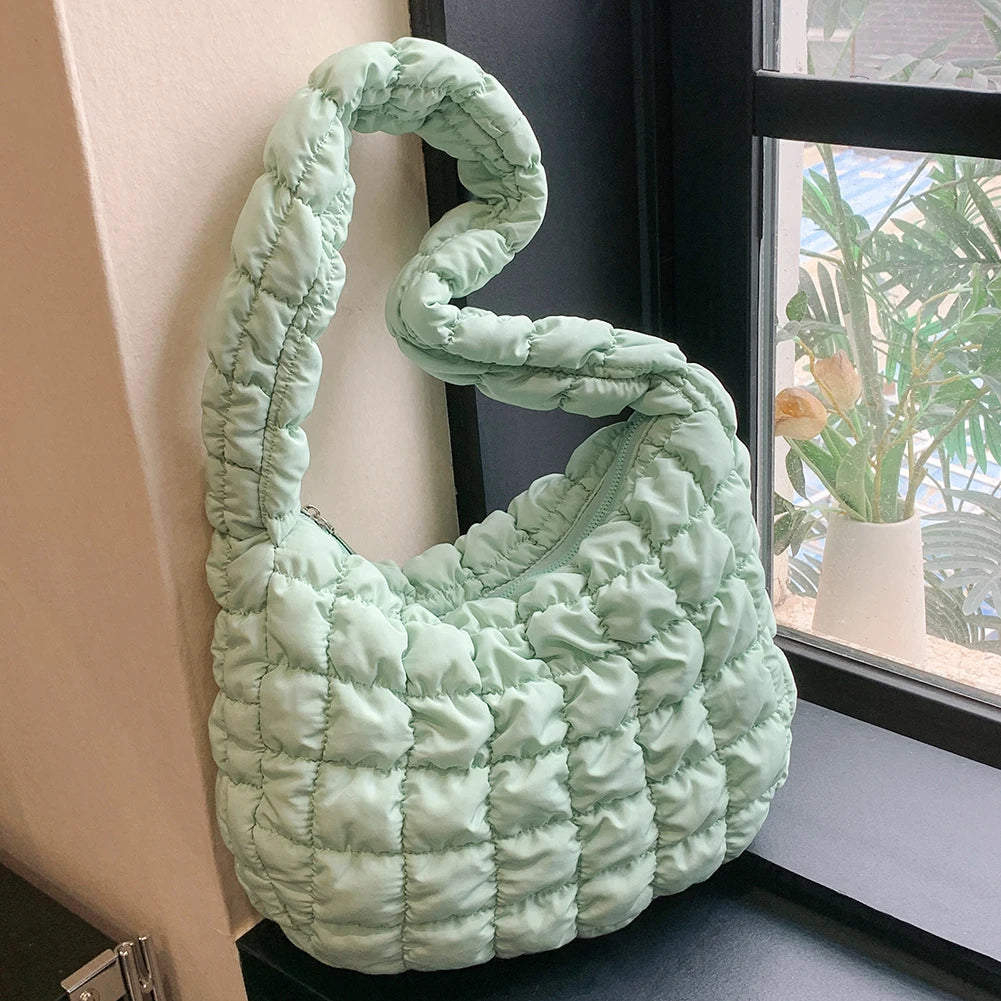 Beaira Quilted Padded Crossbody Bag for Women Pleated Bubbles Shoulder Bags Large Tote Bucket Designer Bag Ruched Handbags Shopper Bag