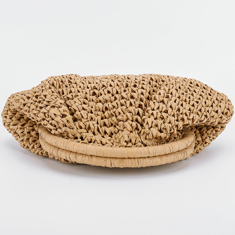 Beaira Women Straw Woven Bag Chain Strap Straw Clutch Purse Large Capacity Stylish Crossbody Bag Solid Color for Summer Beach