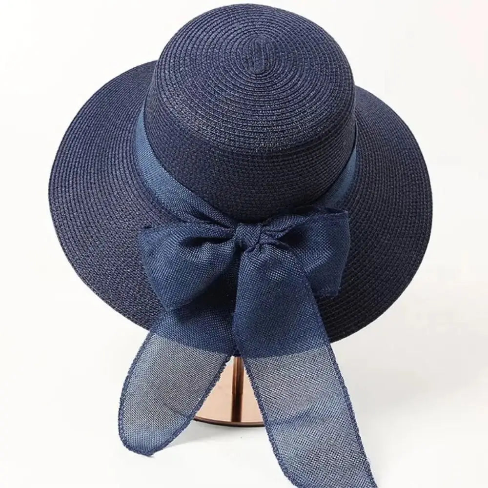 Beaira New Summer Women Sun Hat Casual Fashion Bowtie Fisherman Hat Straw Hat with Bow Ribbon Travel Beach Hat