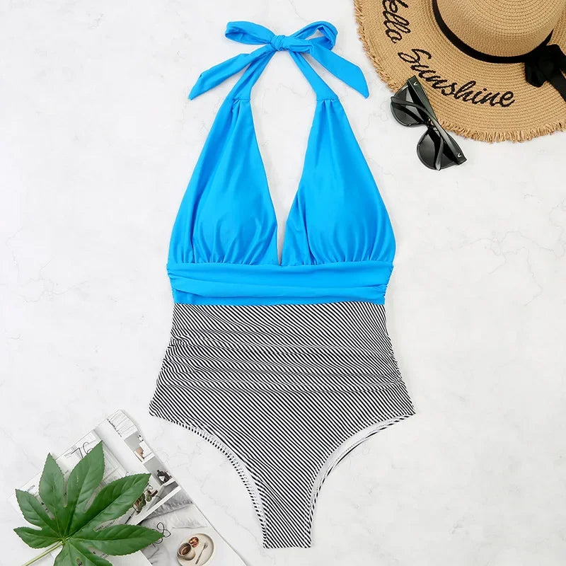 Beaira Fashion Printed One Piece Swimsuit Women Bathing Suit Sexy Bikinis Swimming Suits Ladies Beachwear Backless Lace Up Swimwear