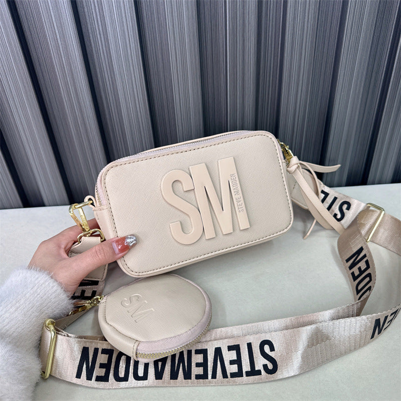 Beaira Spring/Summer New Fashion Camera Bag with Wide Shoulder Strap Lettering Small Square Bag Crossbody Bag