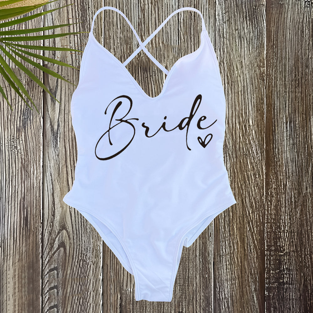 Beaira Pink Gold Print One Piece Swimsuit Team Bride Love Sexy Bathing Suit Padded Swimwear Women Bikini Bachelor Party Swim Beachwear