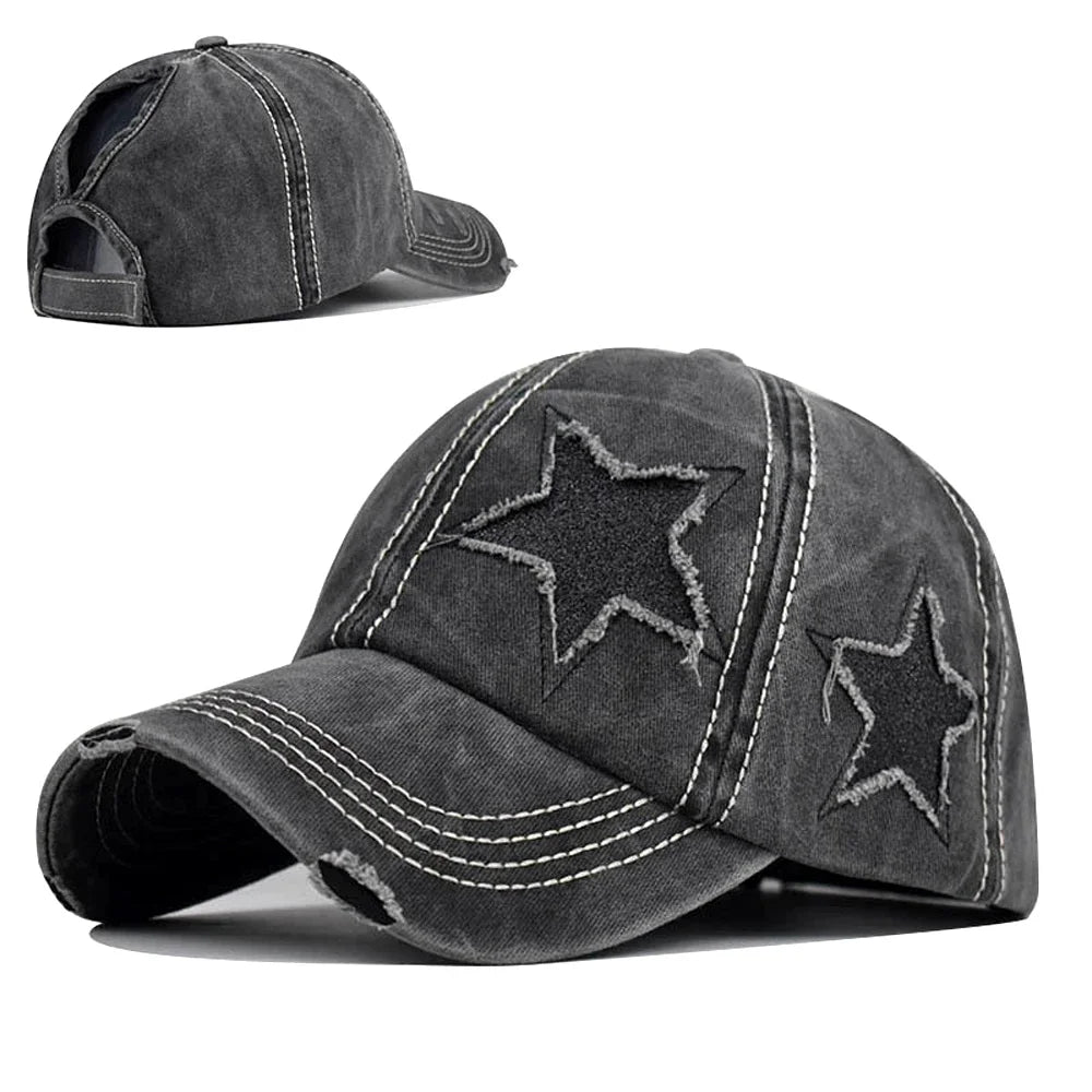 Beaira Retro Y2K Star Washed Denim Hole star Baseball cap Snapback Hats Autumn Summer fishing Hat Men Women Caps Casquette hats Gorras