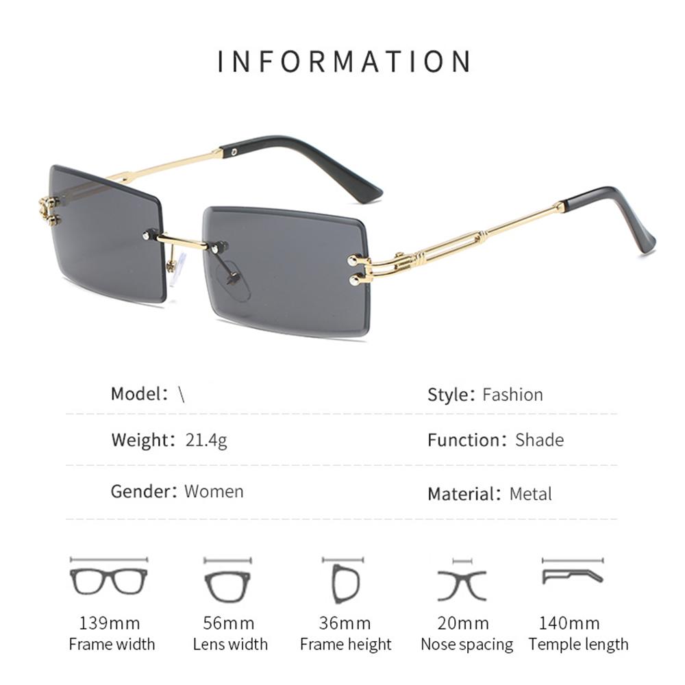 Beaira Vintage Fashion New Sunglasses Rimless Frameless Rectangle Shades Gradient UV400 Summer Traveling Sun Glasses for Women