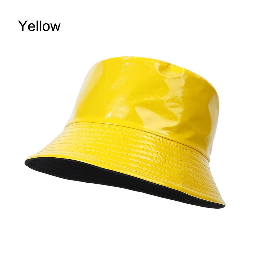 Beaira Faux Leather Bucket Hat Women Reversible PU Leather Sun Hat Fashion Autumn Waterproof Fisherman Hat Reversible Sun Bucket Hat