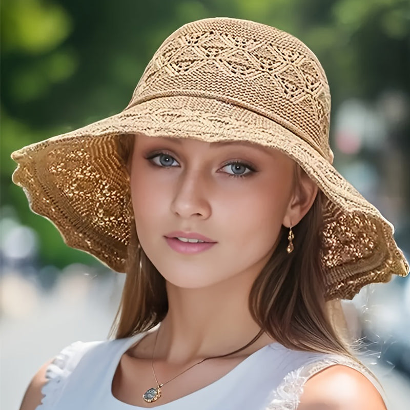 Beaira Korean version new straw hat summer sun hat sun protection wave sun hat beach cool hat women's hat