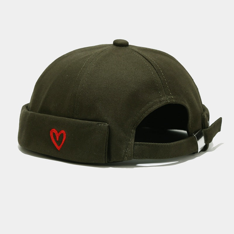 Beaira INS Literary Style Heart Love Label Docker Cap Vintage Brimless Hat Skullies Cap Beanie Hats Landlord Sailor Cap Men and Women