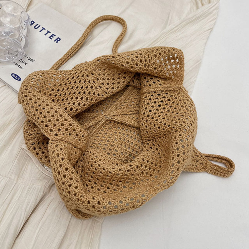 Beaira Women Hollow Summer Bag Solid Color Aesthetic Hobo Bag Large Capacity Knitted Tote Handbag Ladies Daily Handbag
