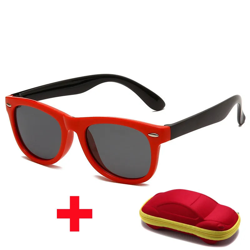 Beaira Baby Silicone Sunglasses with Glasses Box Boys Girls Outdoor Goggles Sun Glasses AC Lens Safety Glasses and Cases Gift for Kids