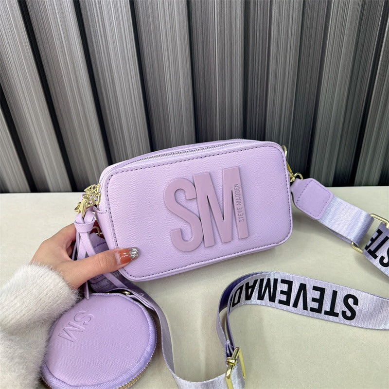 Beaira Spring/Summer New Fashion Camera Bag with Wide Shoulder Strap Lettering Small Square Bag Crossbody Bag