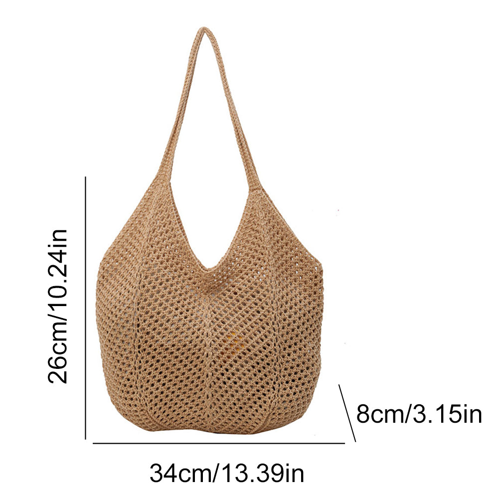 Beaira Women Hollow Summer Bag Solid Color Aesthetic Hobo Bag Large Capacity Knitted Tote Handbag Ladies Daily Handbag
