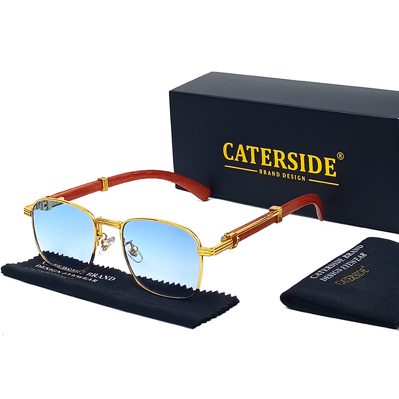 Beaira New Square Retro Sunglasses Man Wooden Metal Frame Women Sun Glasses Business Outdoor Eyewear Gift Summer Style