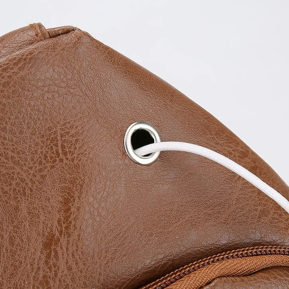 Beaira Men PU Leather Crossbody Chest Pack Retro Outdoor Sling Bag Small Crossbody Chest Bag for Outdoor Sports Travel Hiking Camping