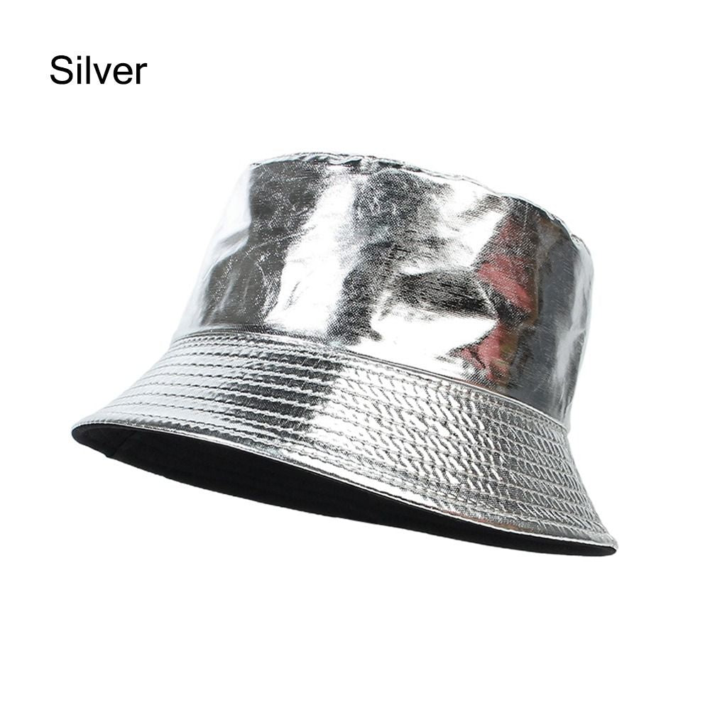Beaira Faux Leather Bucket Hat Women Reversible PU Leather Sun Hat Fashion Autumn Waterproof Fisherman Hat Reversible Sun Bucket Hat