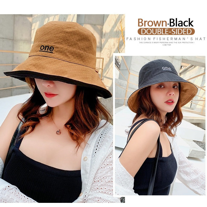 Beaira Womens ‘ONE‘ Letter Embroidery Double-Sided Cotton Bucket Hat