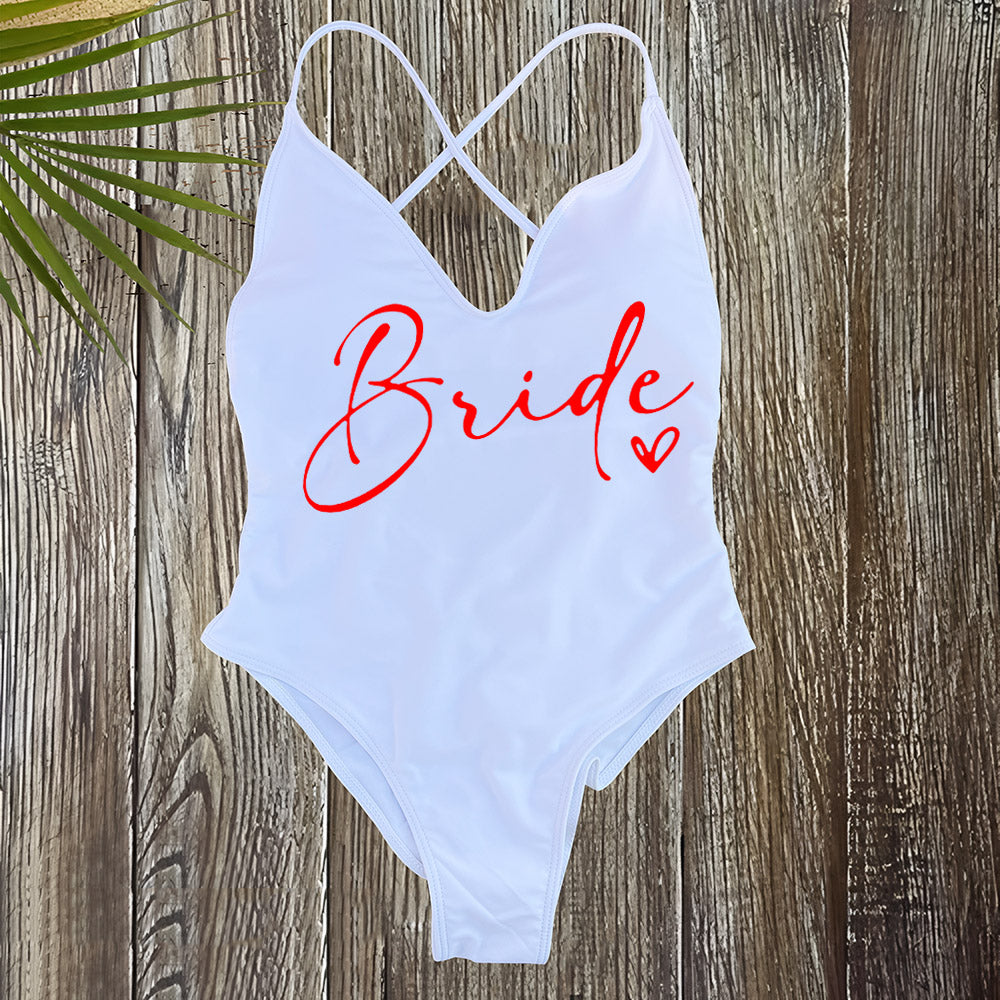 Beaira Pink Gold Print One Piece Swimsuit Team Bride Love Sexy Bathing Suit Padded Swimwear Women Bikini Bachelor Party Swim Beachwear