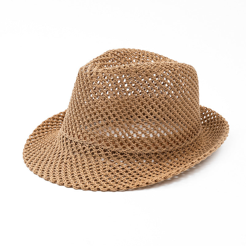 Beaira Unisex Summer Panama Hat Breathable Mesh Design Cotton-Polyester Material Compact Brim 58cm Head Circumference Jazz Cap