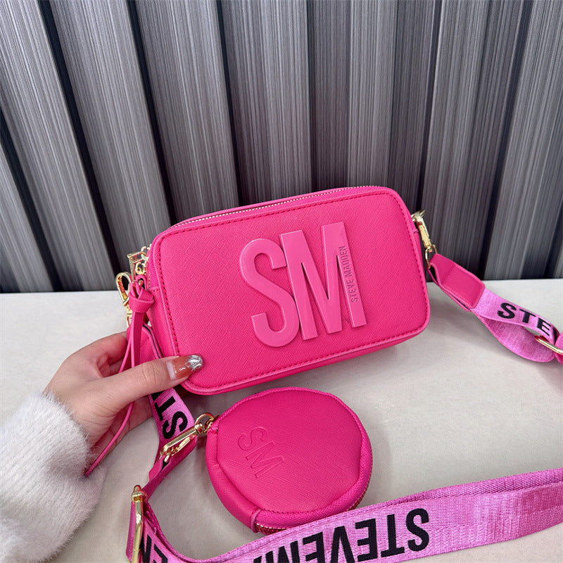 Beaira Spring/Summer New Fashion Camera Bag with Wide Shoulder Strap Lettering Small Square Bag Crossbody Bag