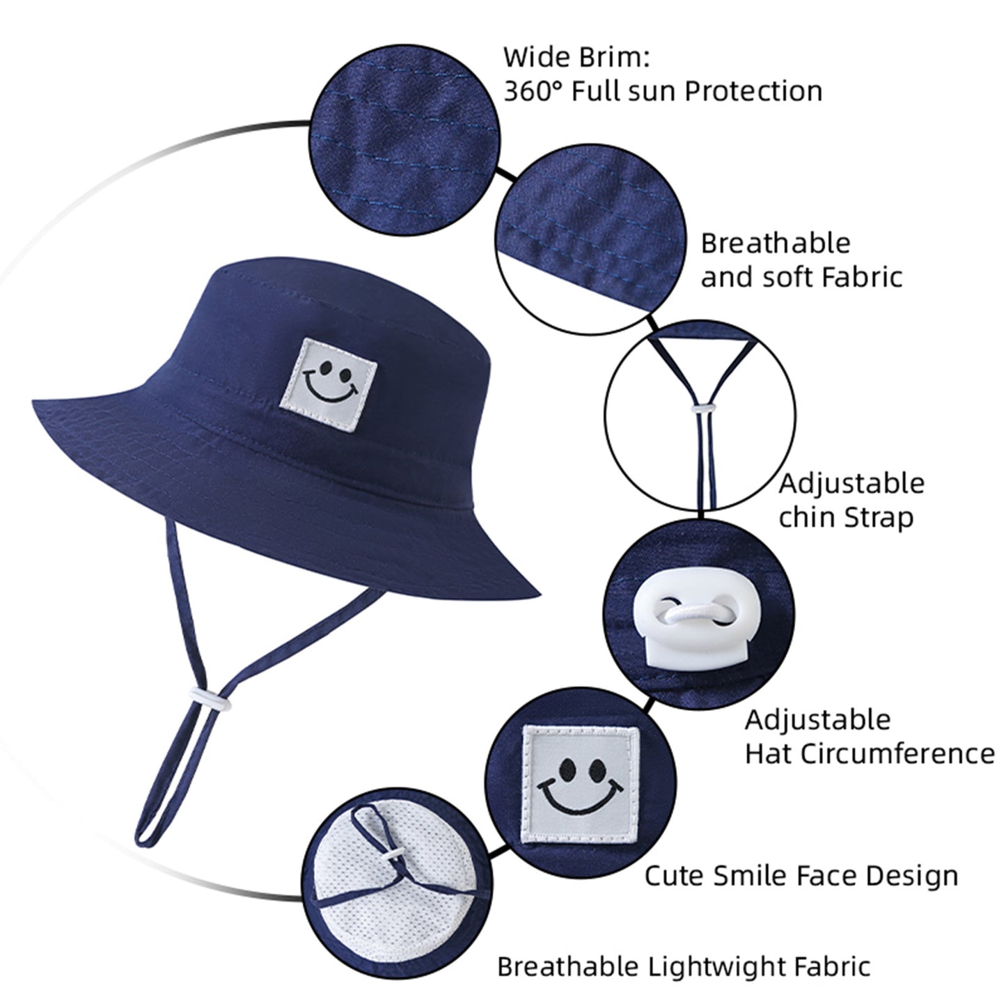 Beaira Summer Panama Baby Girls Hat Cute Smile Face Boys Fisherman Hat Baby Sun Hat Outdoor UV Bucket Hat for Kids Toddler Bonnets