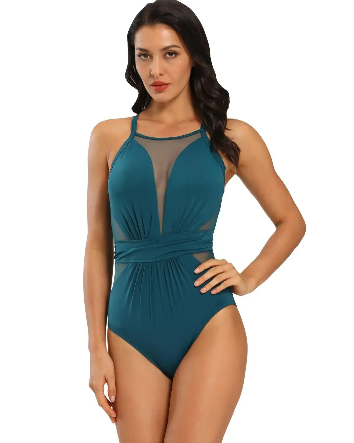 Beaira Women's Girls One Piece Swimsuits Tummy Control Swimwear Mesh Monokini Bathing Suits for Women Bikini