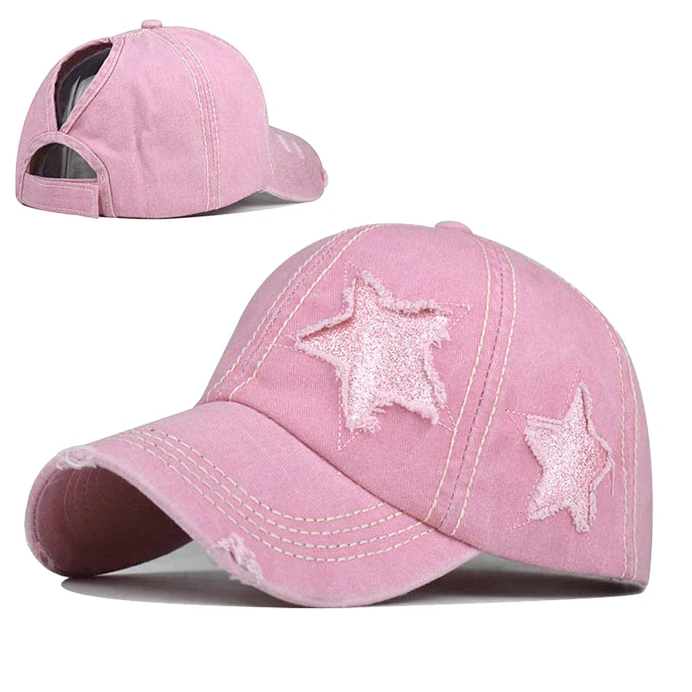 Beaira Retro Y2K Star Washed Denim Hole star Baseball cap Snapback Hats Autumn Summer fishing Hat Men Women Caps Casquette hats Gorras