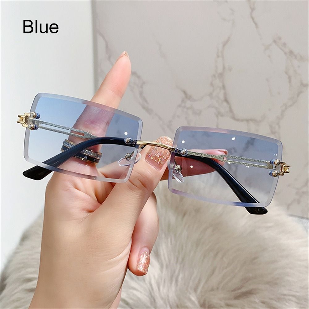 Beaira Vintage Fashion New Sunglasses Rimless Frameless Rectangle Shades Gradient UV400 Summer Traveling Sun Glasses for Women