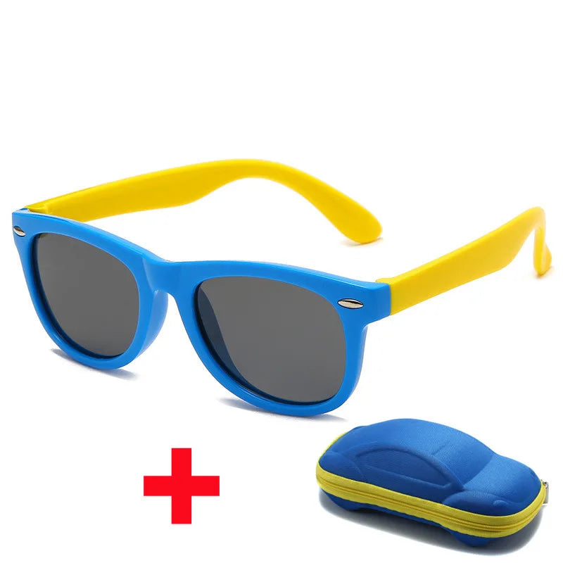 Beaira Baby Silicone Sunglasses with Glasses Box Boys Girls Outdoor Goggles Sun Glasses AC Lens Safety Glasses and Cases Gift for Kids