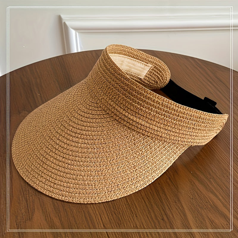 Beaira New spring sun hat for women's outdoor travel sun hat with large eaves and foldable roof beach straw hat