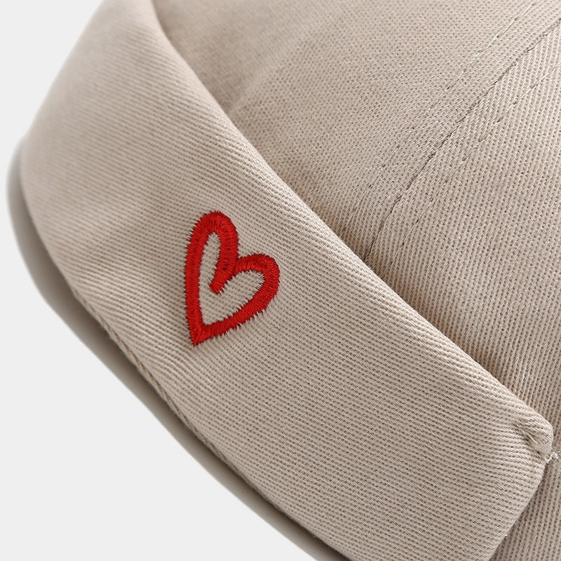 Beaira INS Literary Style Heart Love Label Docker Cap Vintage Brimless Hat Skullies Cap Beanie Hats Landlord Sailor Cap Men and Women