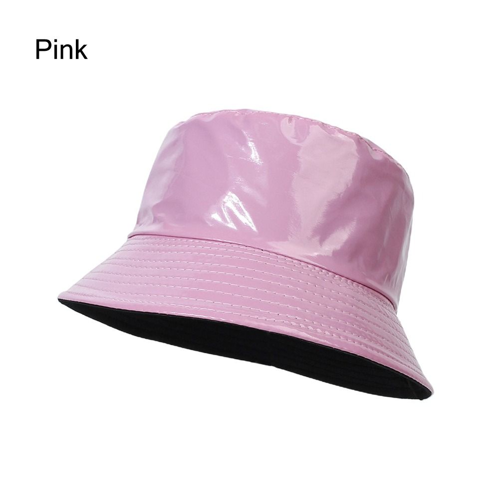 Beaira Faux Leather Bucket Hat Women Reversible PU Leather Sun Hat Fashion Autumn Waterproof Fisherman Hat Reversible Sun Bucket Hat