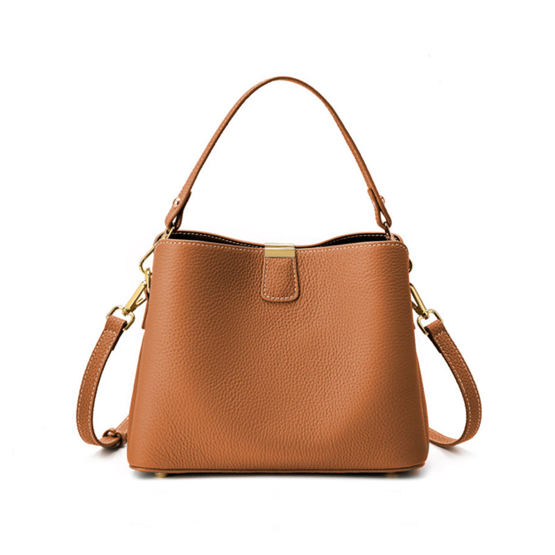 Beaira 100% Cow Genuine Leather Bucket Shoulder Crossbody Bags For Women 2025 Luxury Designer Wide Strap Tote Ladies Handbags