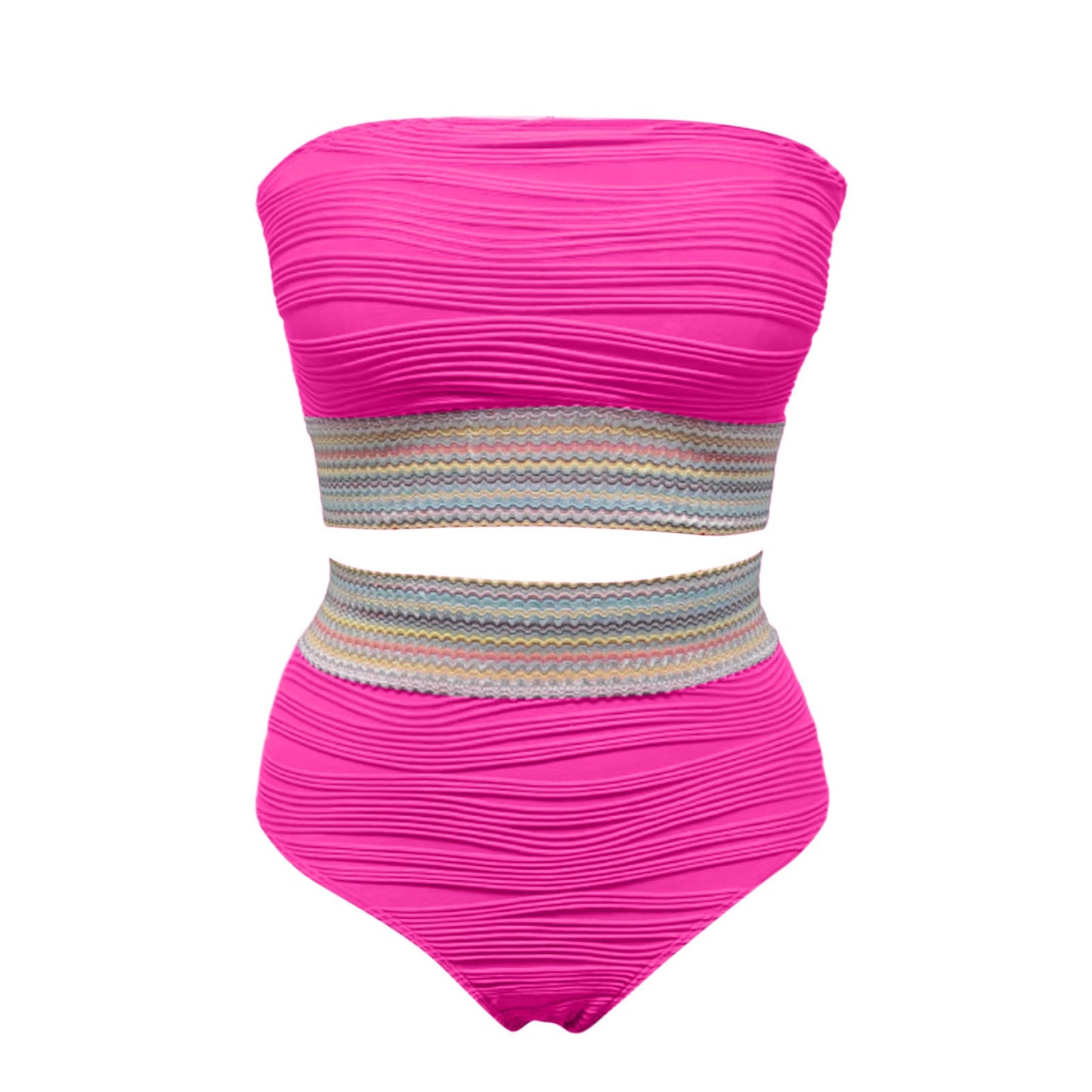 Beaira New Bandeau Swimsuit Women High Waist Two-Piece Swimwear Sexy Strapless Bikinis Sets Ladies Bathing Suit Solid Biquini
