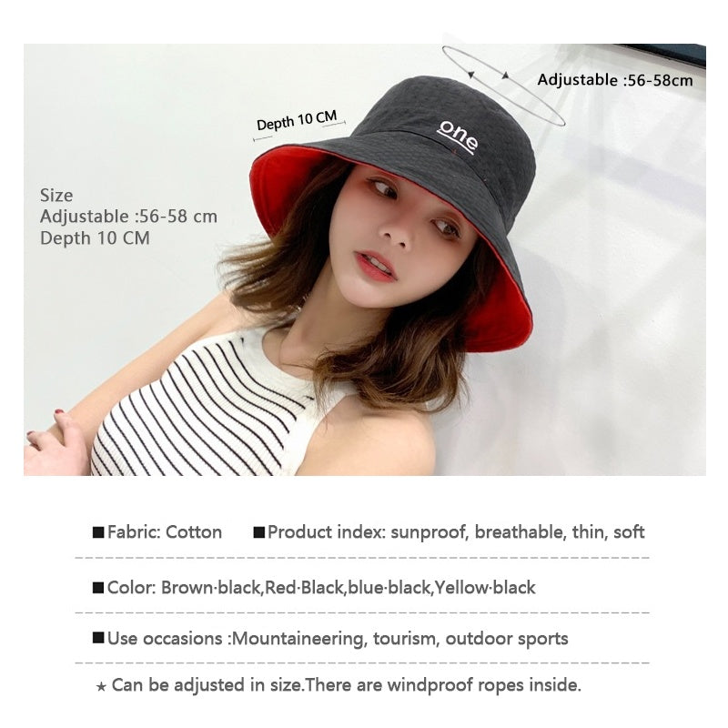 Beaira Womens ‘ONE‘ Letter Embroidery Double-Sided Cotton Bucket Hat